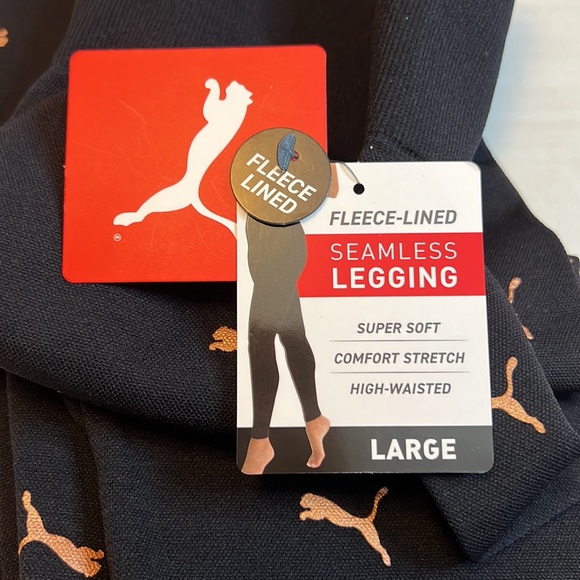 Puma Womens Black High Waist Fleece Lined Logo Print Seamless Legging - Picture 6 of 7